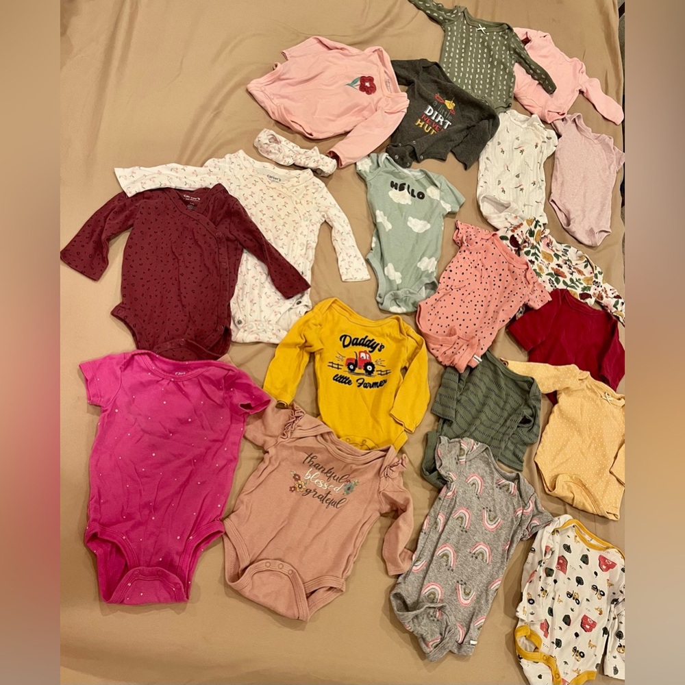 Carter's & others Colorful Bodysuit Bundle of 23. 3, mostly 3-6, 6, 9 month.